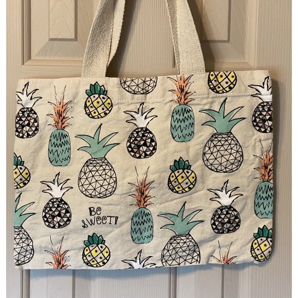 Pineapple Canvas Tote Bag “Be Sweet” Reusable Eco Shopping Bag with Handles - Picture 3 of 7